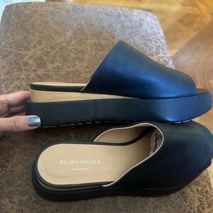 Paloma Barceló Black Leather Slide Clogs – Made in Spain 🇪🇸